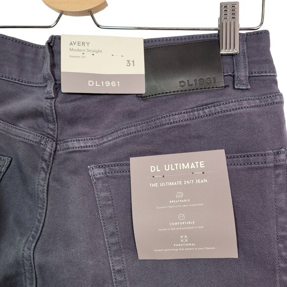 DL1961 Men's Avery Modern Straight Mid Rise Jeans Coalmine Gray Size 31x34 - Picture 4 of 10